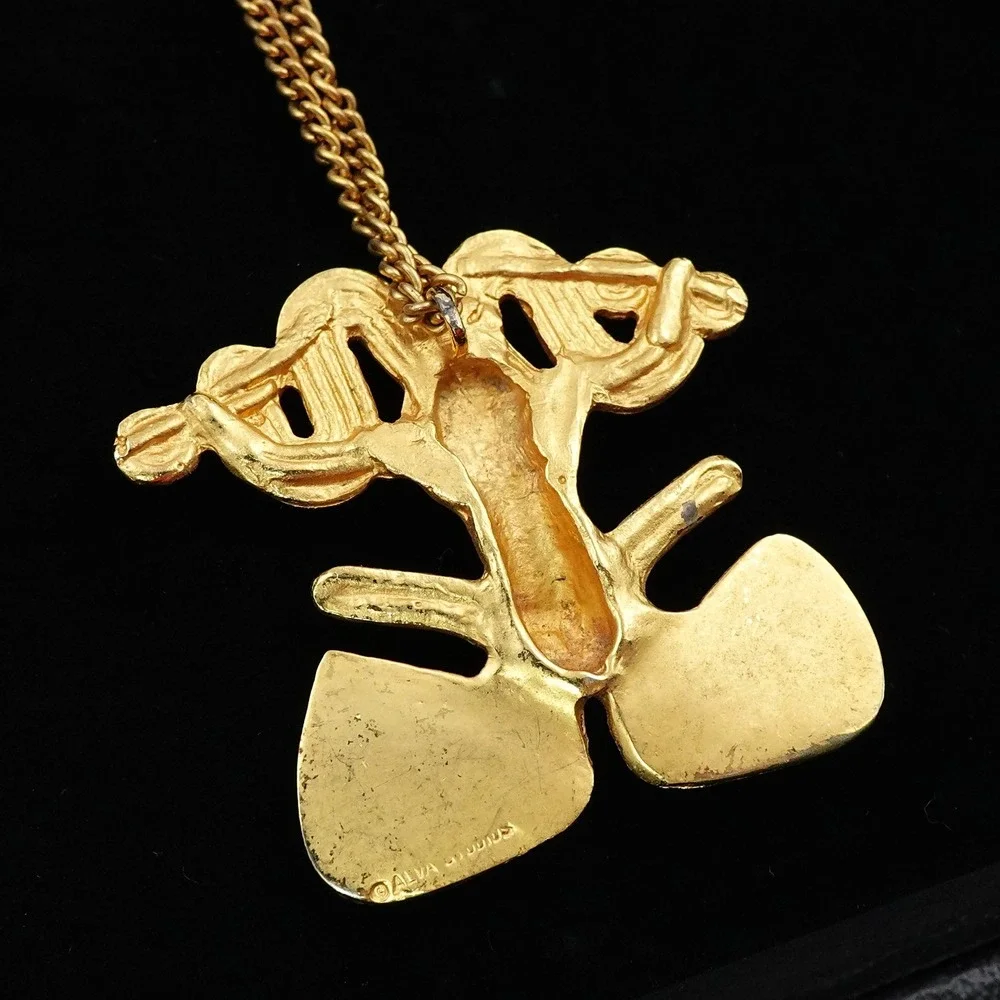 ALVA Studios Pre-Columbian‎ Frog Effigy Gold Tone Necklace Tairona Reproduction